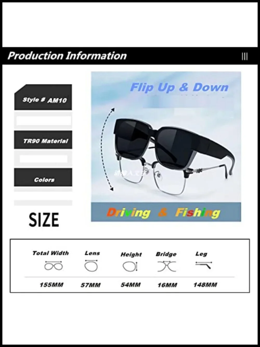 Polarized Clip On Sunglasses Fit Over Glasses Flip Up Driving Fishing
